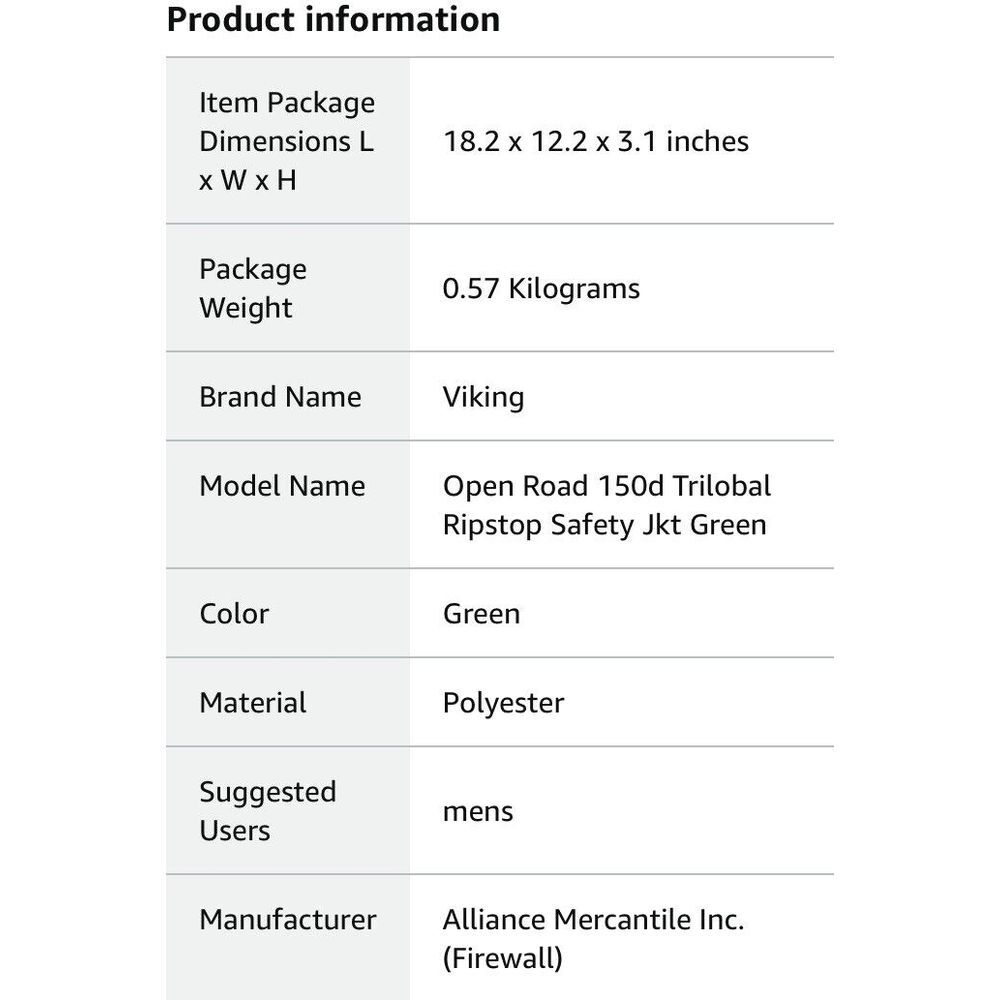 Viking 6323Jg-M Open Road Hi-Vis 150D‎ Jkt Green Size  Medium  rain jacket - Picture 3 of 3